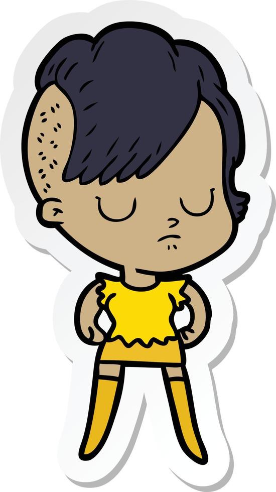 sticker of a cartoon woman vector