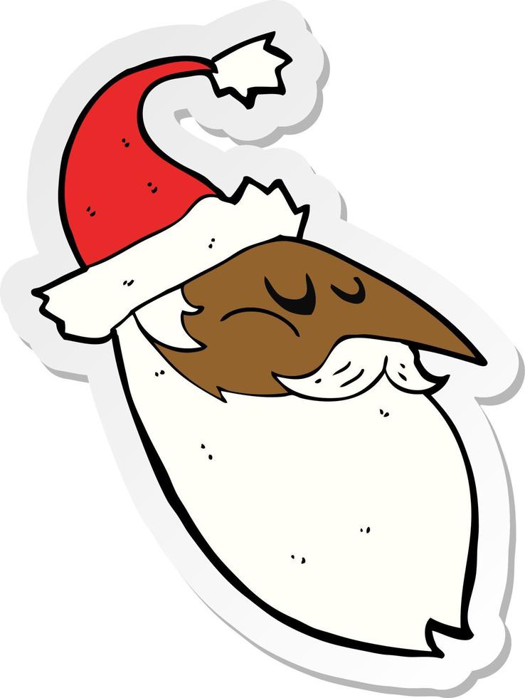 sticker of a cartoon santa face vector
