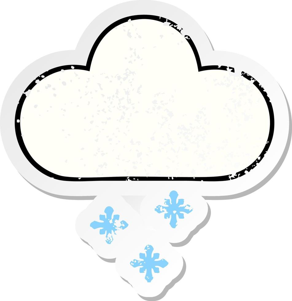 distressed sticker of a cute cartoon snow cloud vector
