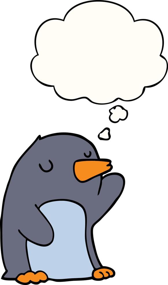 cartoon penguin and thought bubble vector
