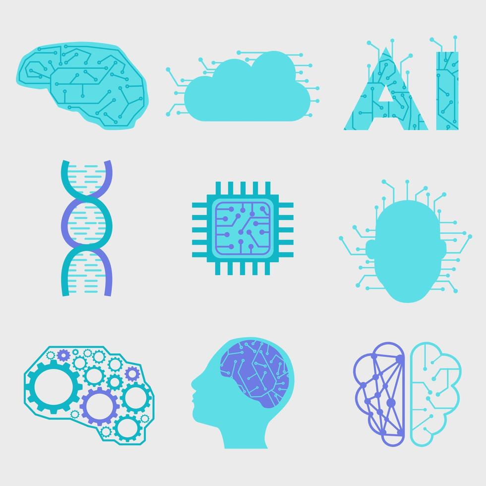 artificial inteligence icon collection vector