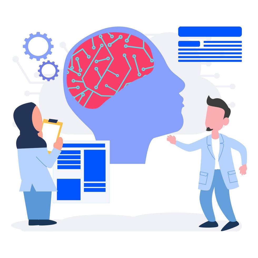scientists developing artificial intelligence vector
