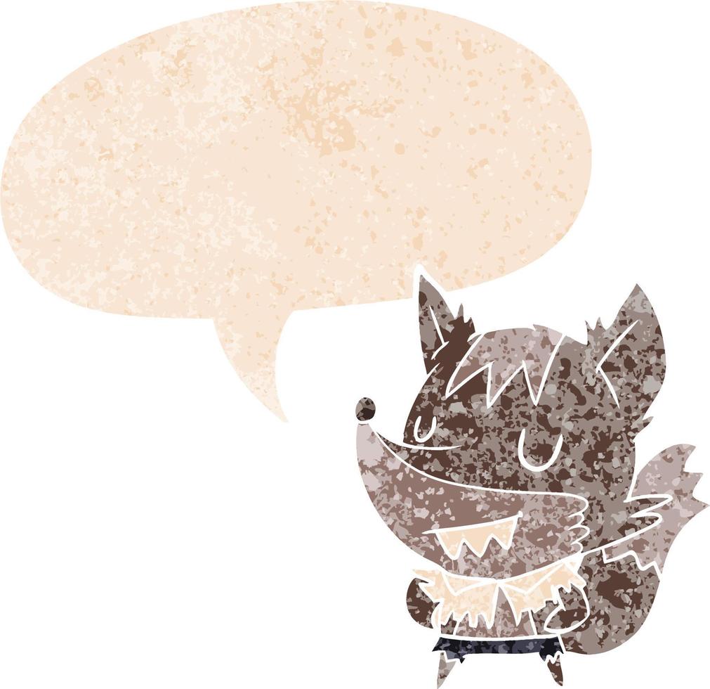 cartoon werewolf and speech bubble in retro textured style vector