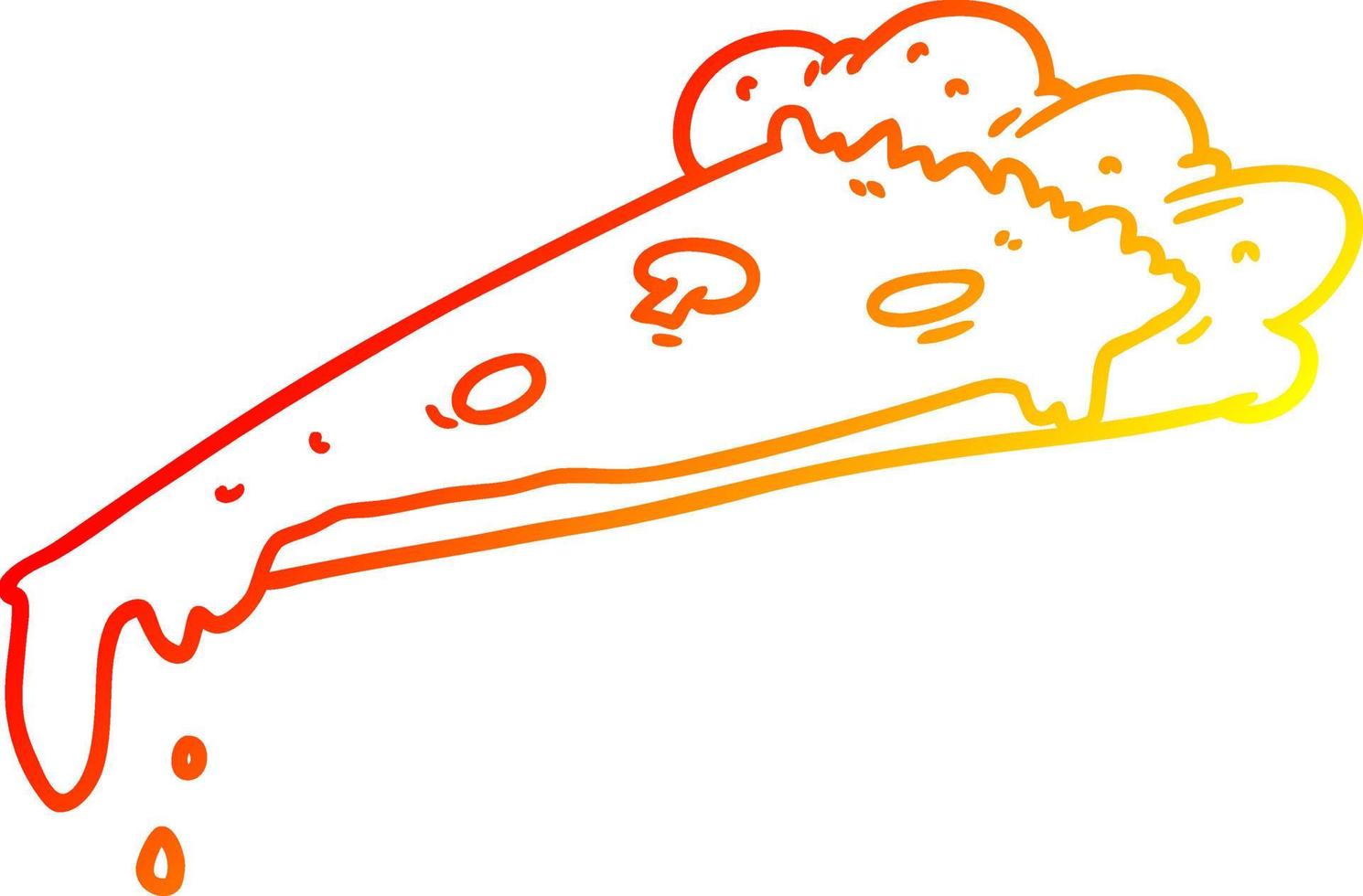 dibujo de línea de gradiente cálido rebanada de pizza de dibujos animados vector
