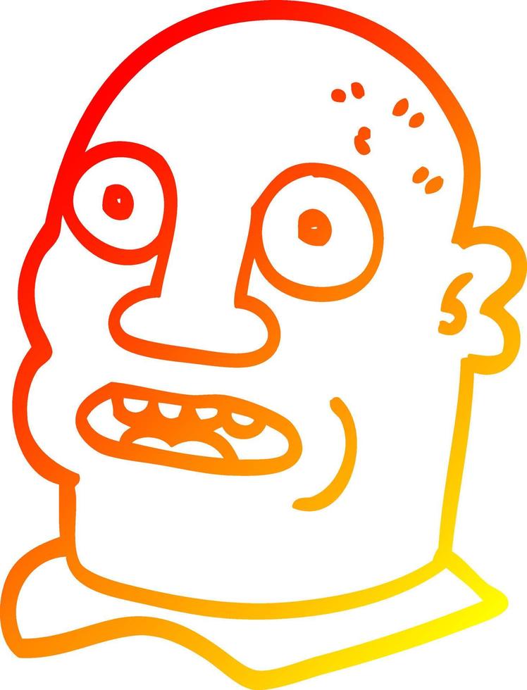 warm gradient line drawing cartoon head man vector
