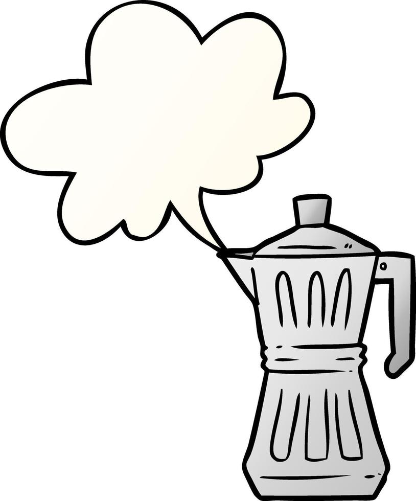 cartoon espresso maker and speech bubble in smooth gradient style vector