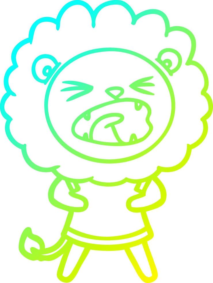 cold gradient line drawing cartoon lion vector