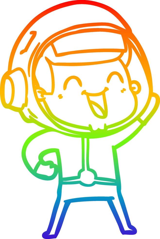 rainbow gradient line drawing happy cartoon astronaut vector