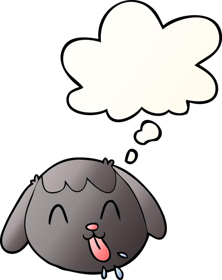 cartoon dog face and thought bubble in smooth gradient style vector