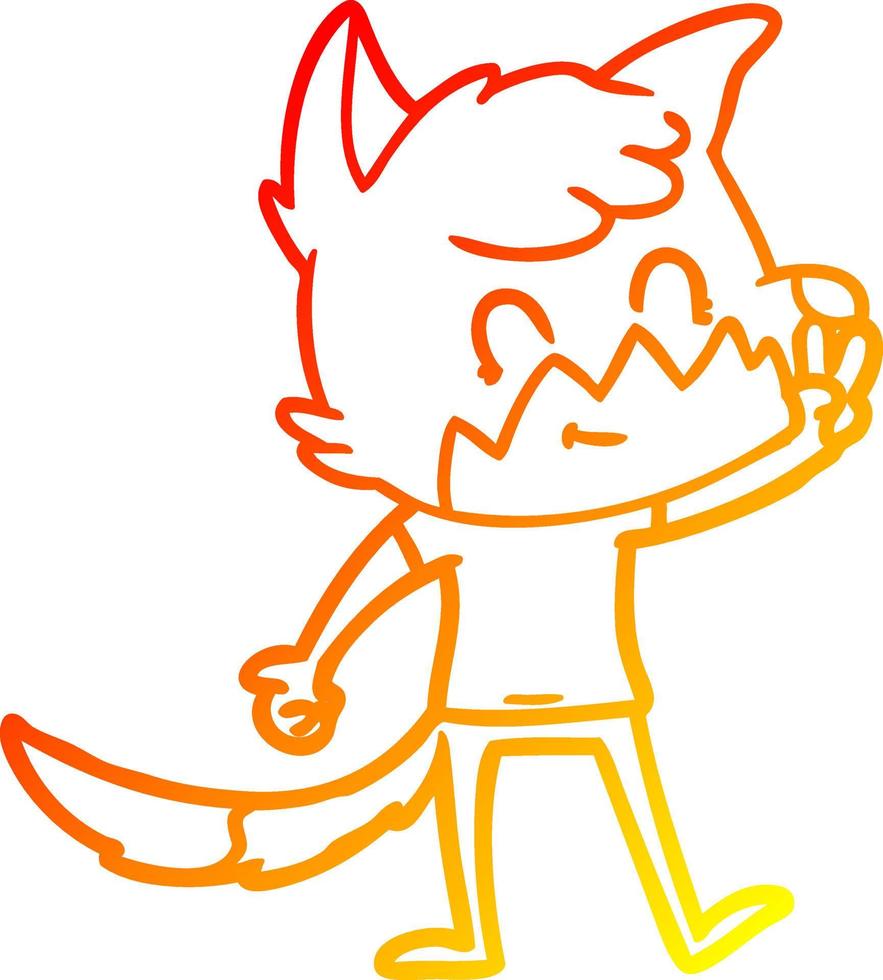 warm gradient line drawing cartoon friendly fox vector