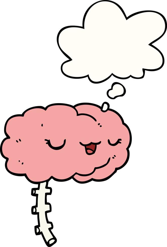 happy cartoon brain and thought bubble vector