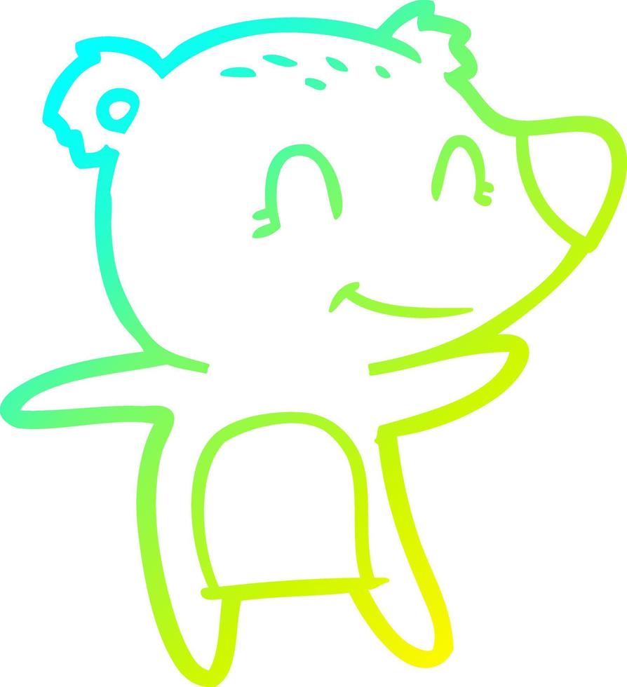 cold gradient line drawing smiling polar bear cartoon vector