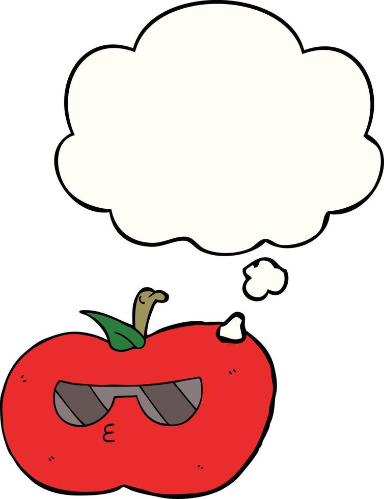 cartoon cool apple and thought bubble vector