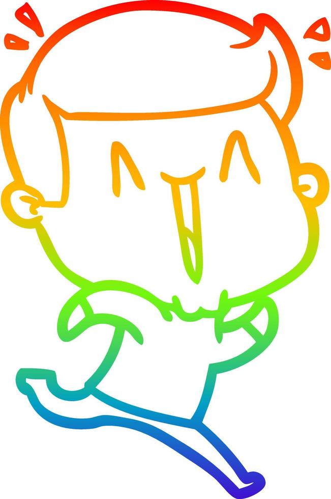 rainbow gradient line drawing cartoon excited man vector