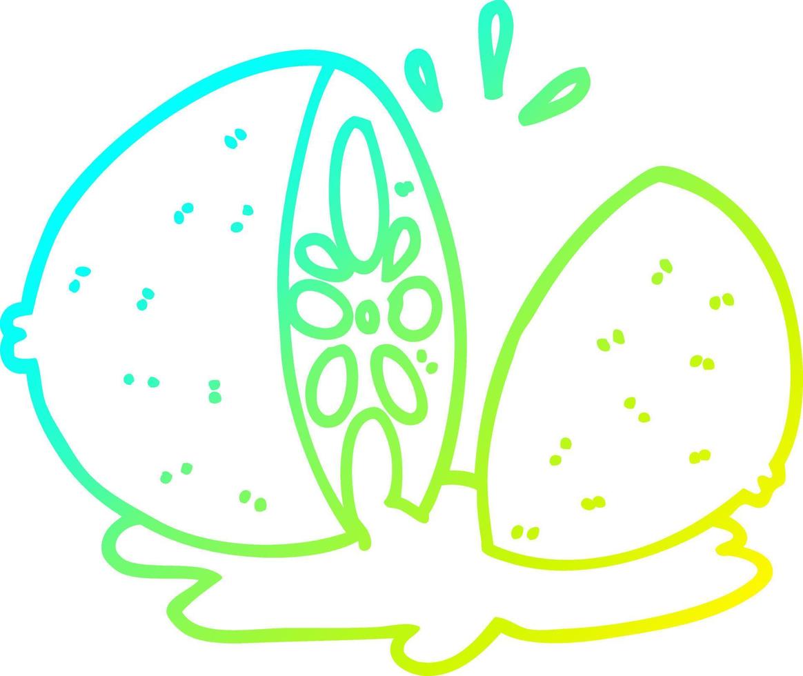 cold gradient line drawing cartoon cut lemon vector