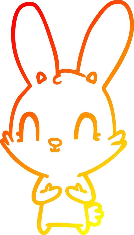 warm gradient line drawing cute cartoon rabbit vector