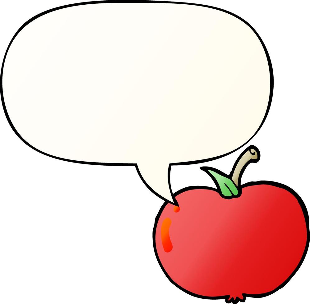 cartoon apple and speech bubble in smooth gradient style vector