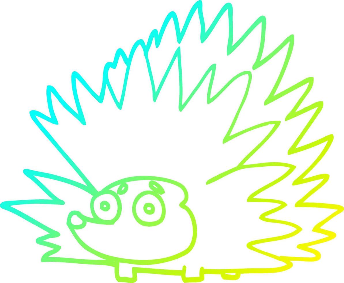 cold gradient line drawing cartoon spiky hedgehog vector