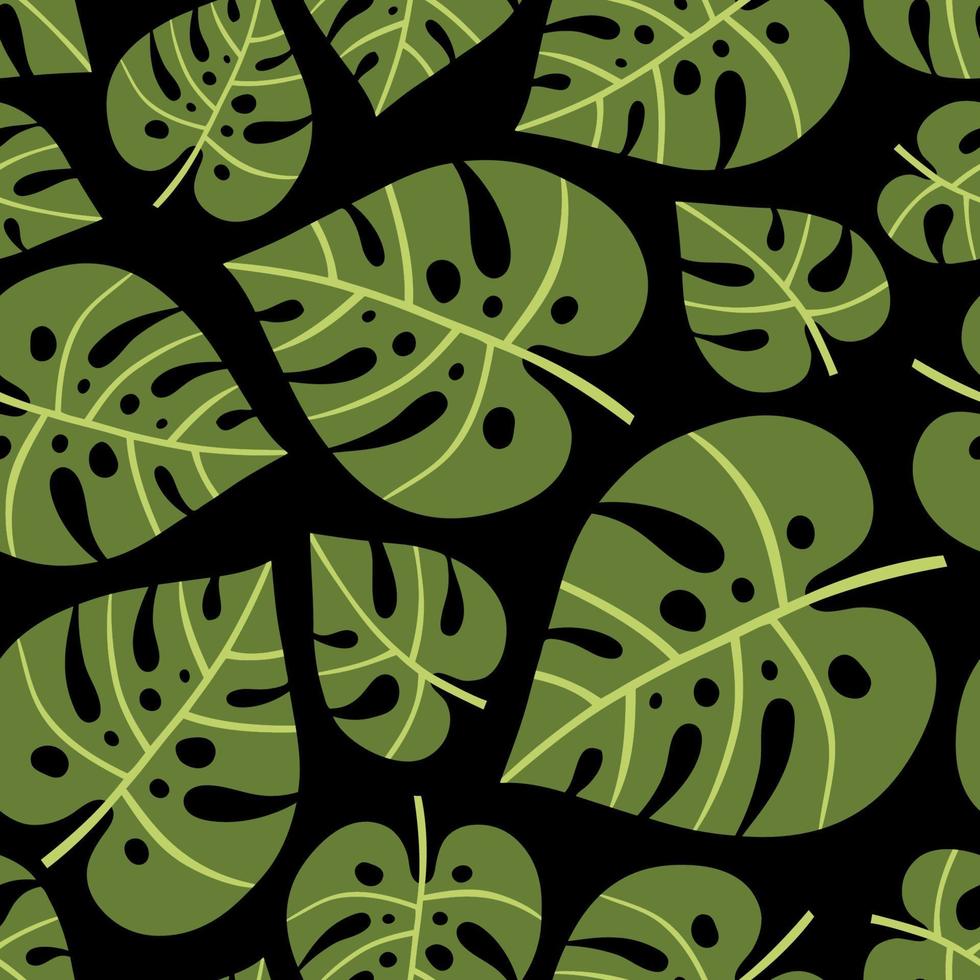 Hand drawn seamless pattern with tropical palm leaves. vector
