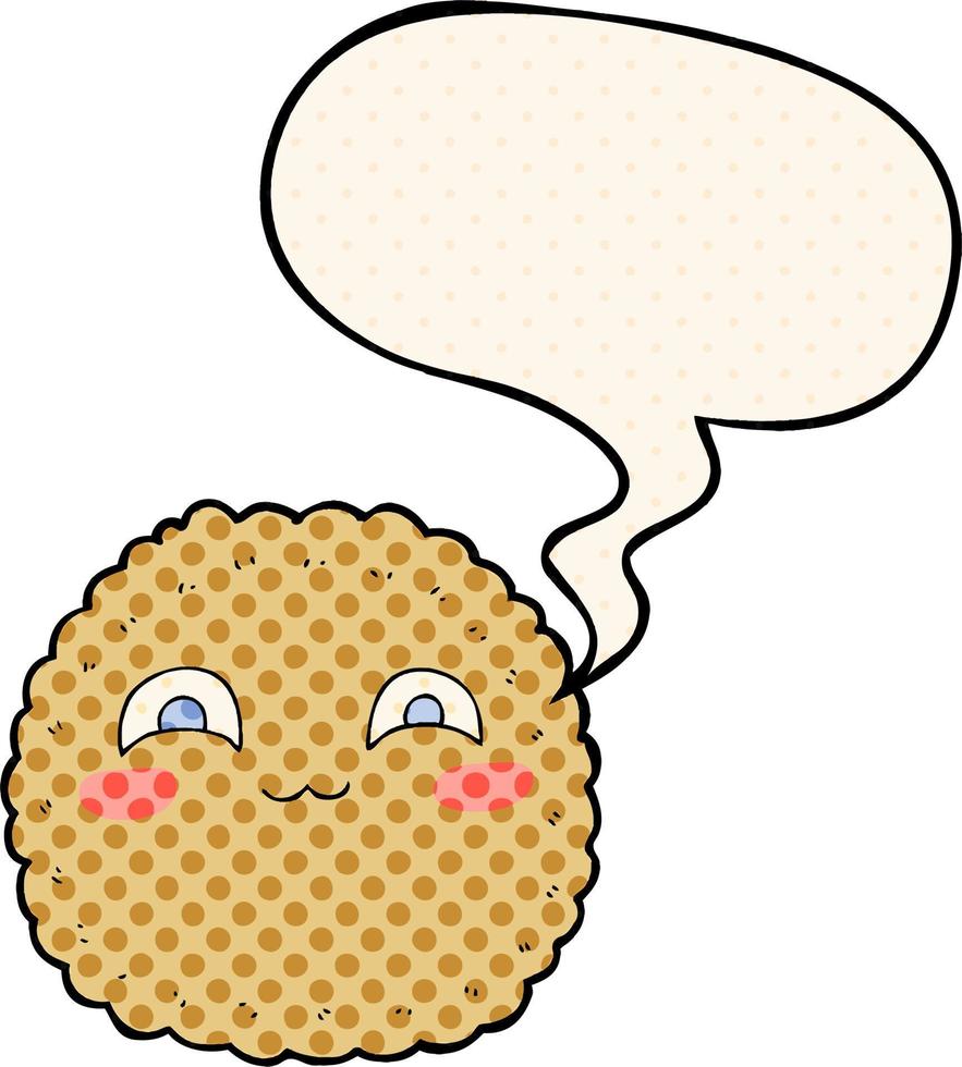 cartoon biscuit and speech bubble in comic book style vector