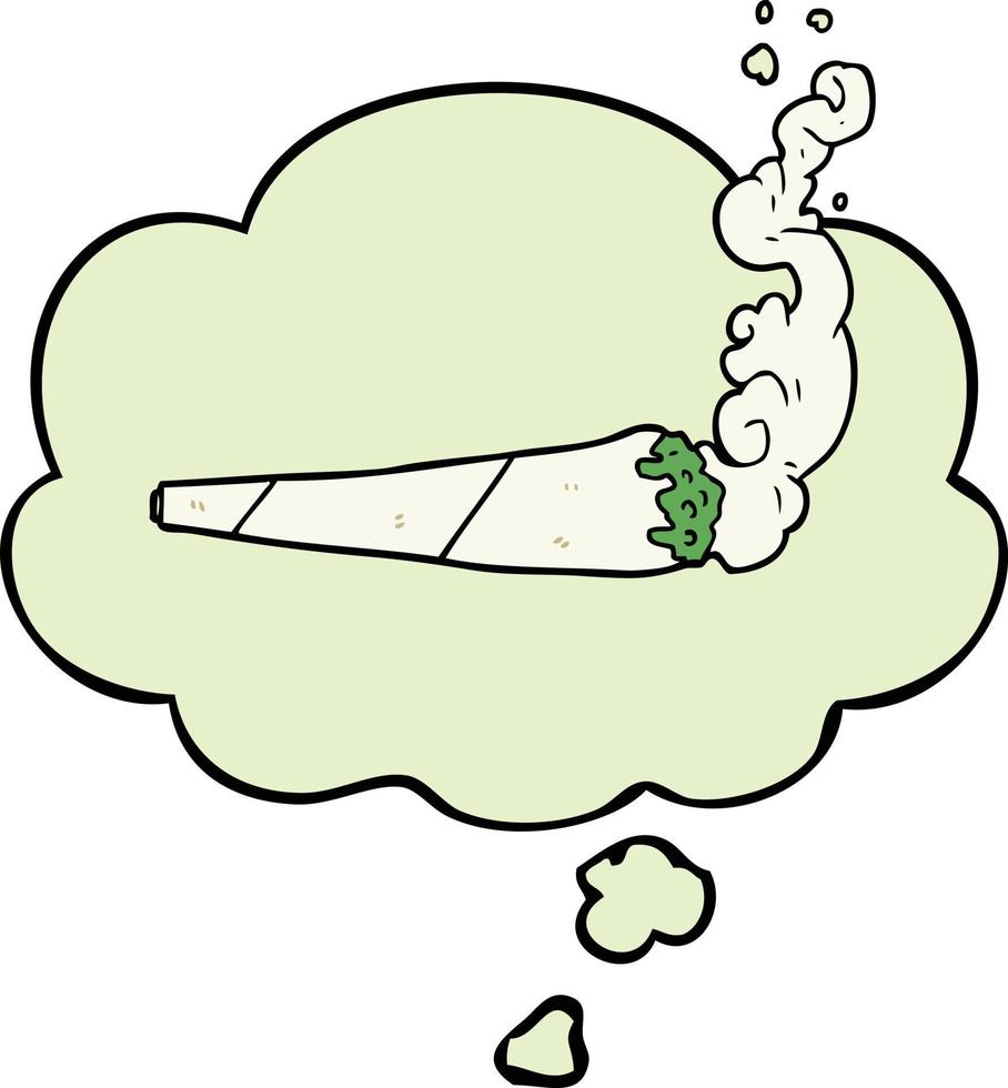 cartoon marijuana joint and thought bubble vector