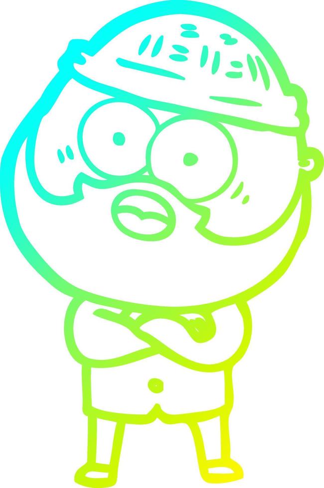 cold gradient line drawing cartoon bearded man vector