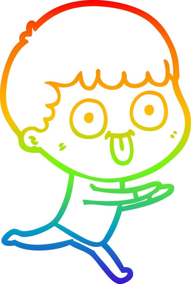 rainbow gradient line drawing cartoon man staring vector