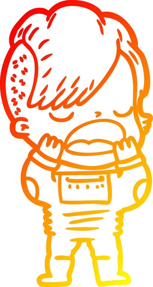 warm gradient line drawing cartoon cool hipster girl in space suit vector