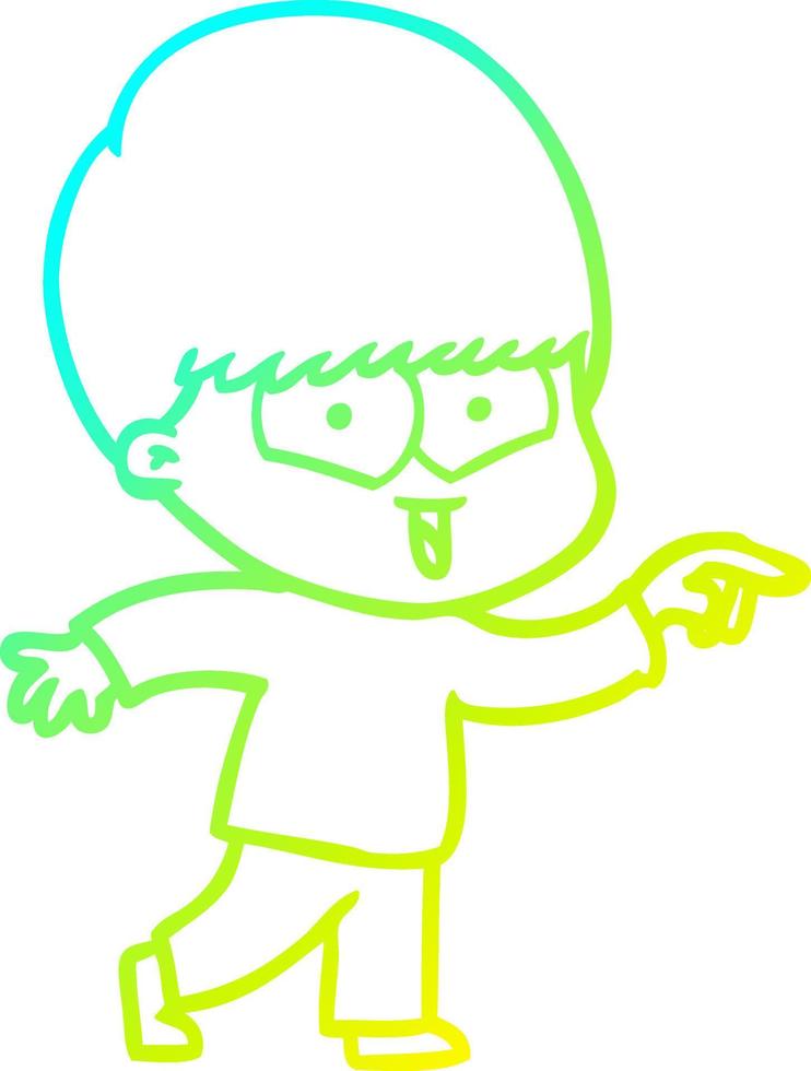 cold gradient line drawing cartoon happy boy vector