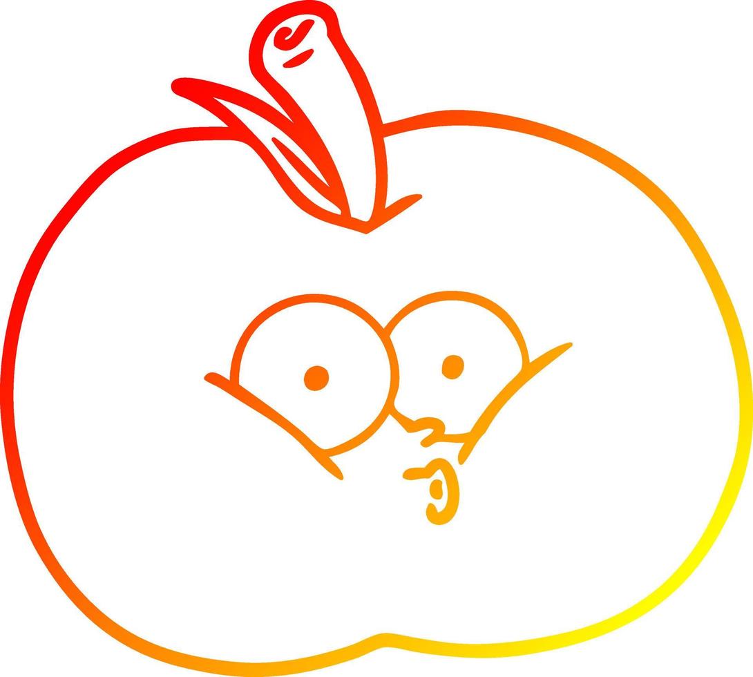 warm gradient line drawing cartoon apple vector