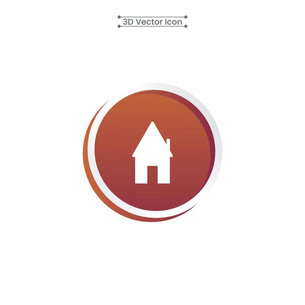 Ilustración de vector de icono de inicio rojo 3d
