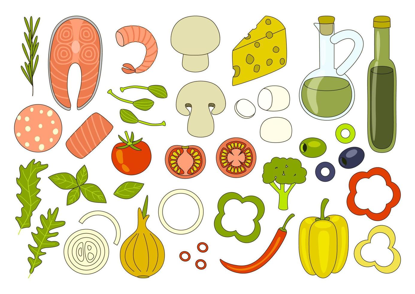 ingredients-for-cooking-food-and-pizza-toppings-10035387-vector-art-at