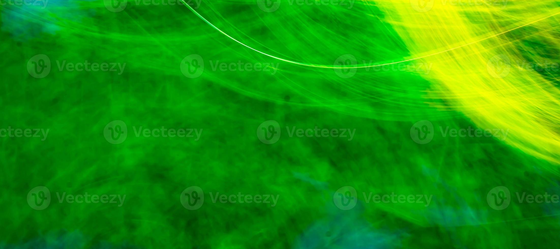 Abstract, bright green background with a yellow tint, glowing waves and lines photo