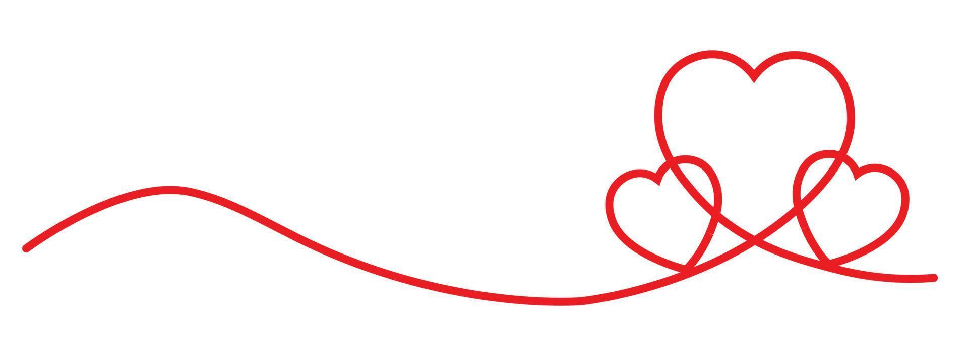 Line continuous heart love vector outline in red art graphic design