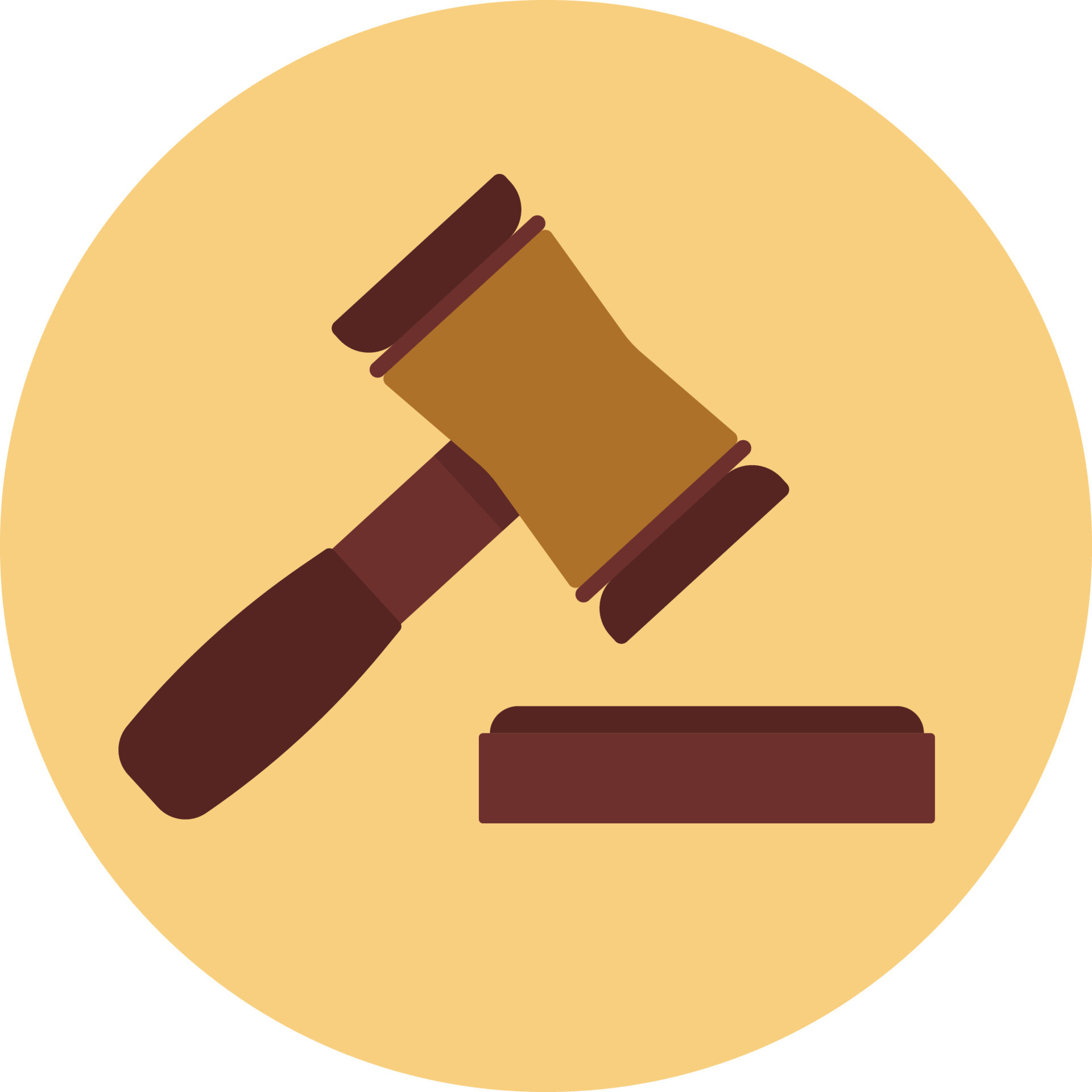 illustration of law concept with the hammer judge icon clipart in flat