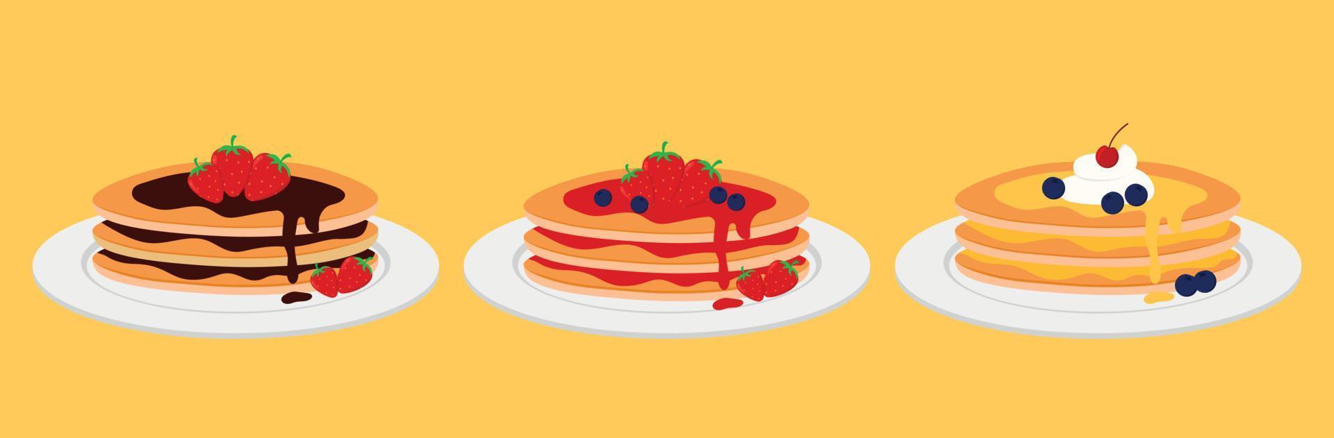Flat Animated Pancake Flavor Set for Shrove Tuesday Graphic Vector Illustration Design