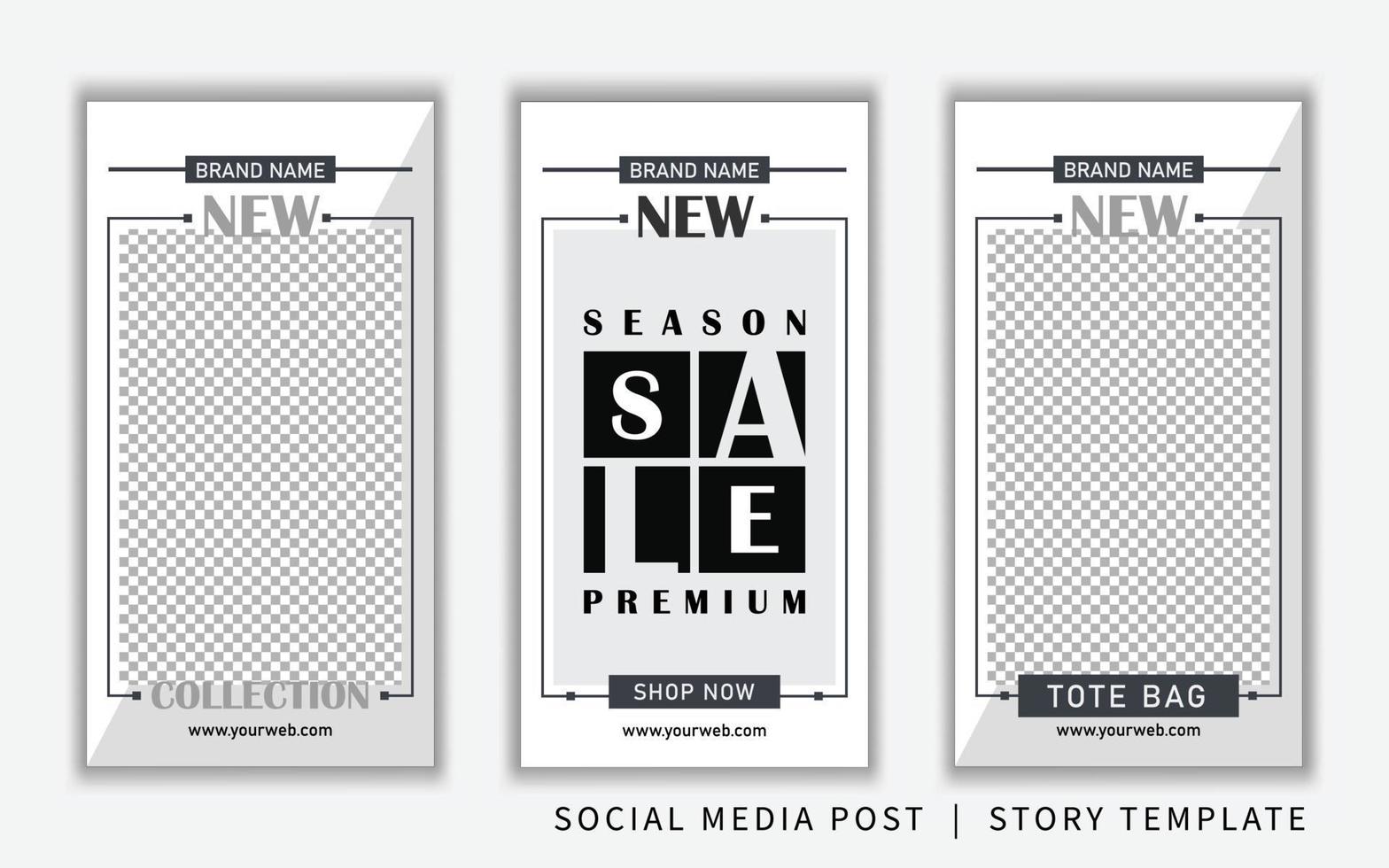 Black and white social media story monochrome template for fashion and furniture vector