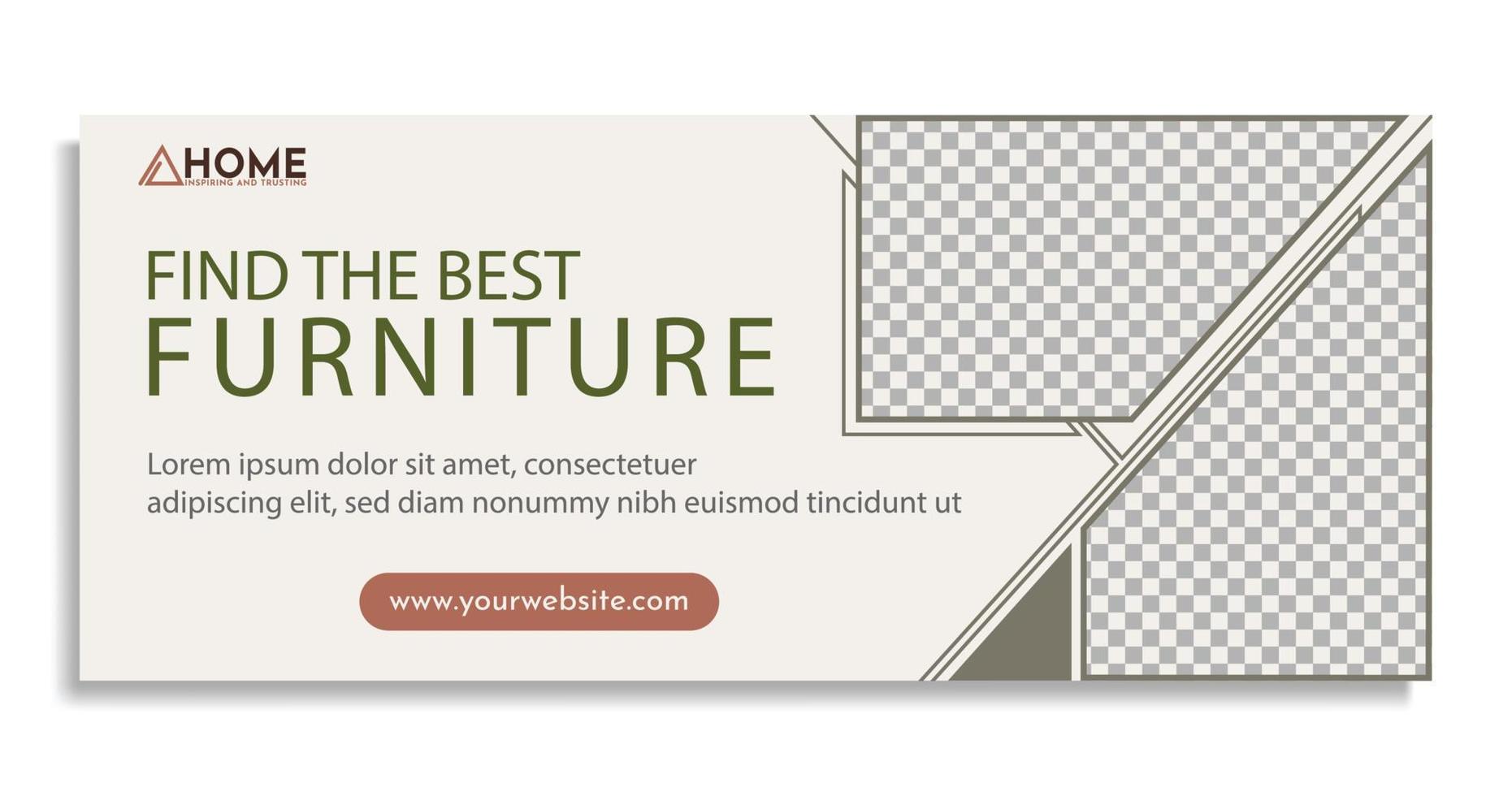 Furniture banner facebook cover page template Free Vector