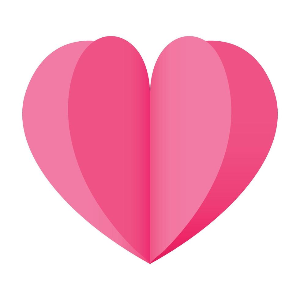 corazones 3d decorativos amor papel cortado en elementos de diseño rosa amor imágenes prediseñadas para vacaciones de san valentín, boda, fiesta de cumpleaños. vector aislado
