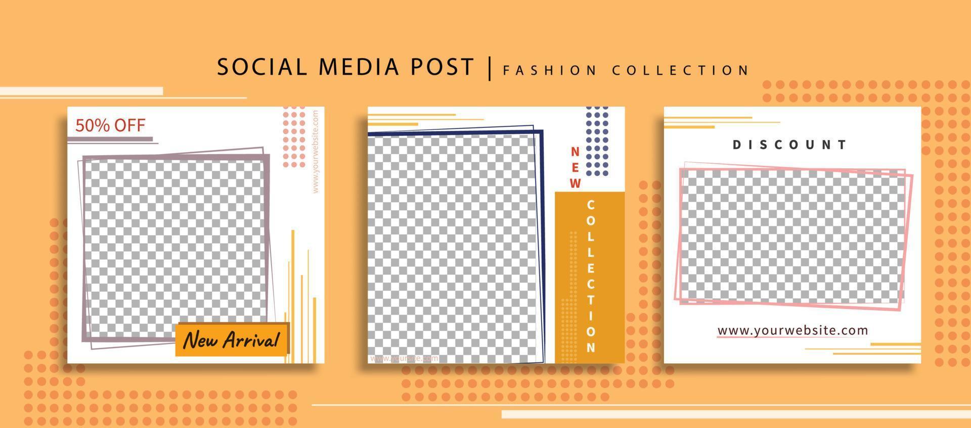 Fashion collection social media post abstract background design vector