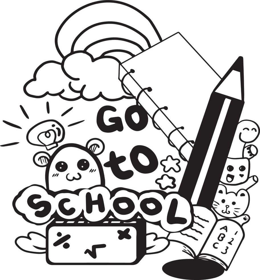 Go To School With cute Doodle Style vector