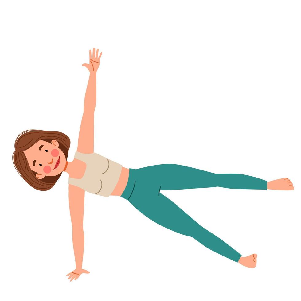 Girl doing yoga. Slender girl in pose on a white background. vector