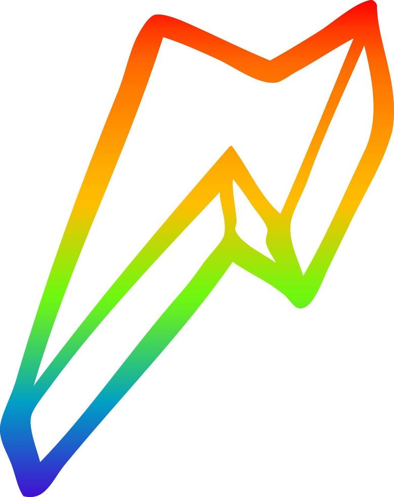 rainbow gradient line drawing cartoon decorative lightning bolt vector