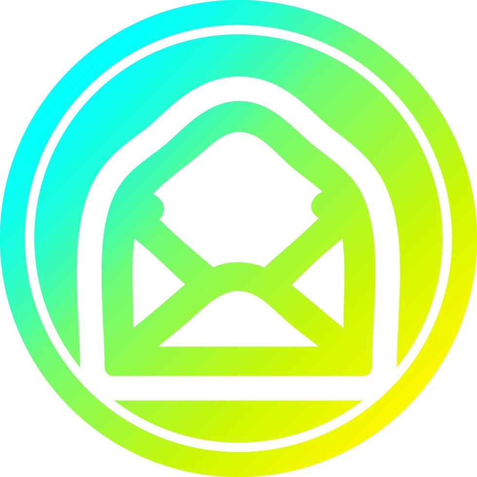 envelope letter circular in cold gradient spectrum vector