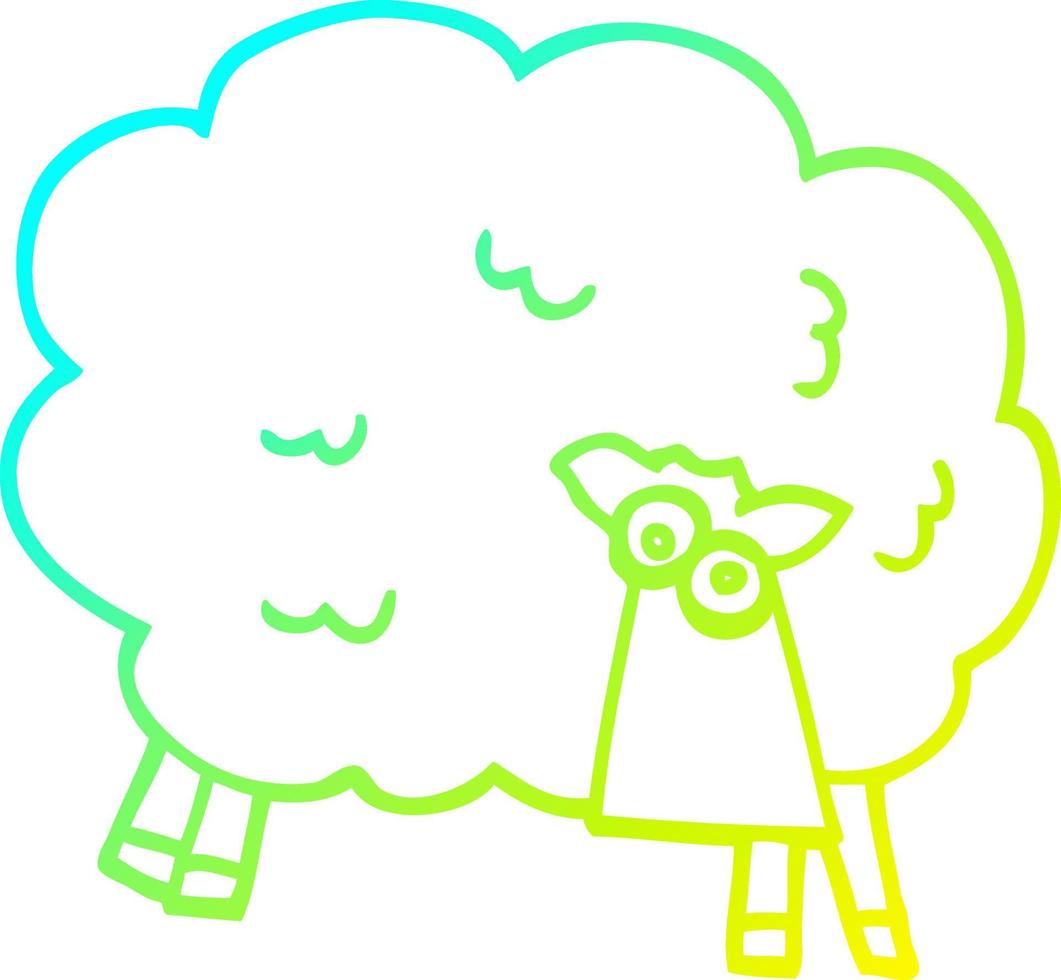 cold gradient line drawing cartoon black sheep vector