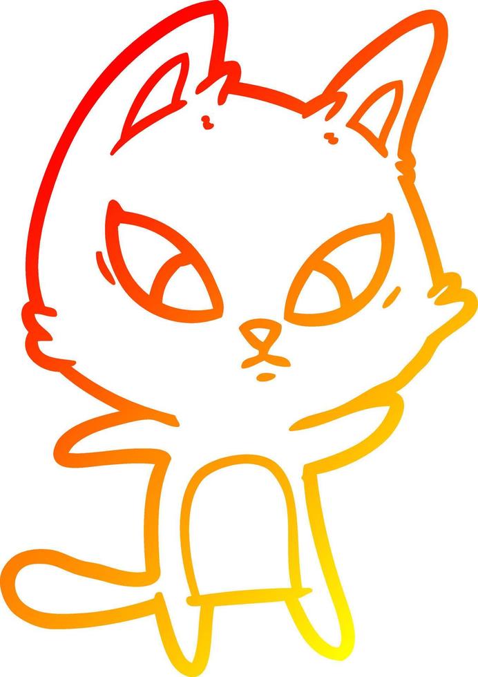 warm gradient line drawing confused cartoon cat vector