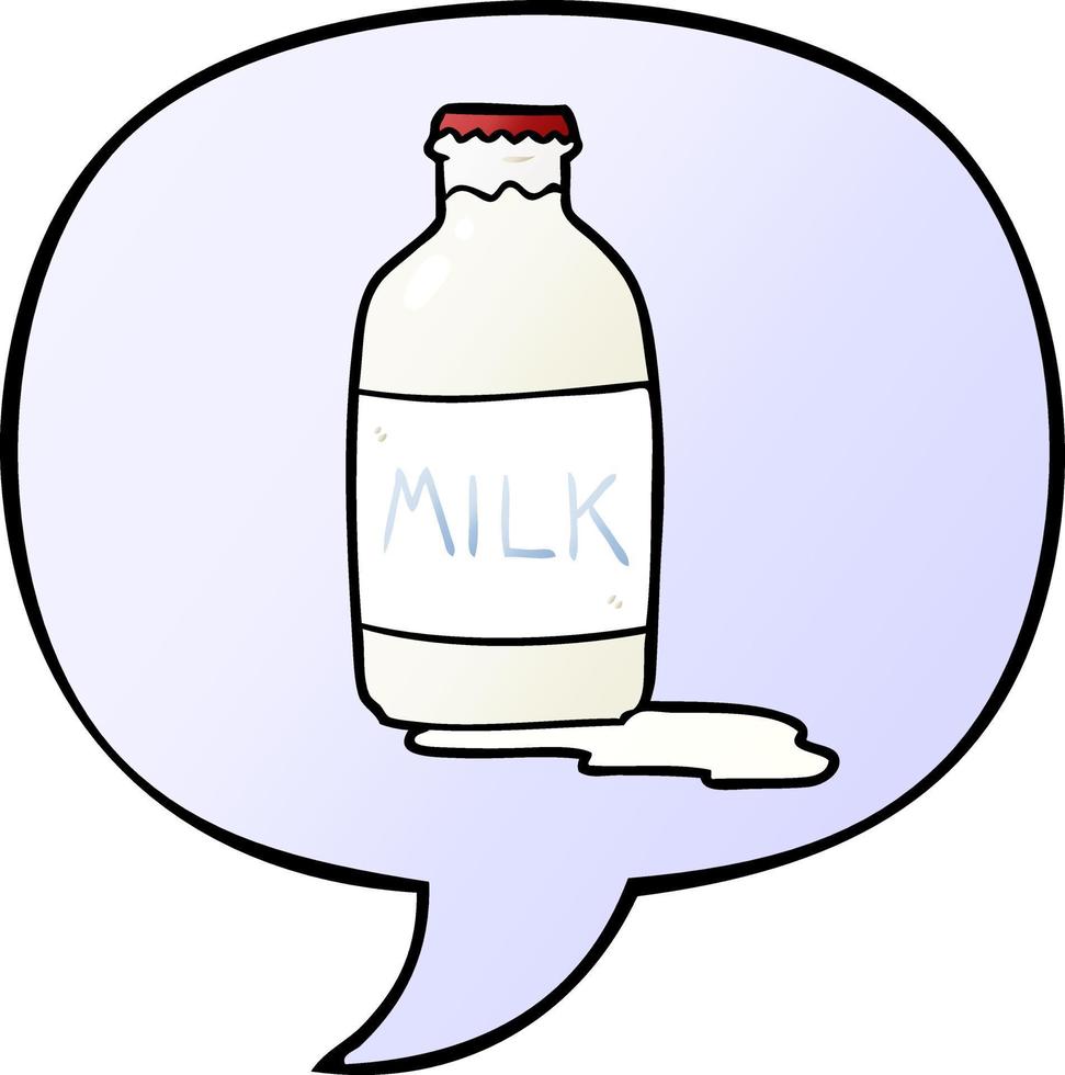 cartoon pint of fresh milk and speech bubble in smooth gradient style vector