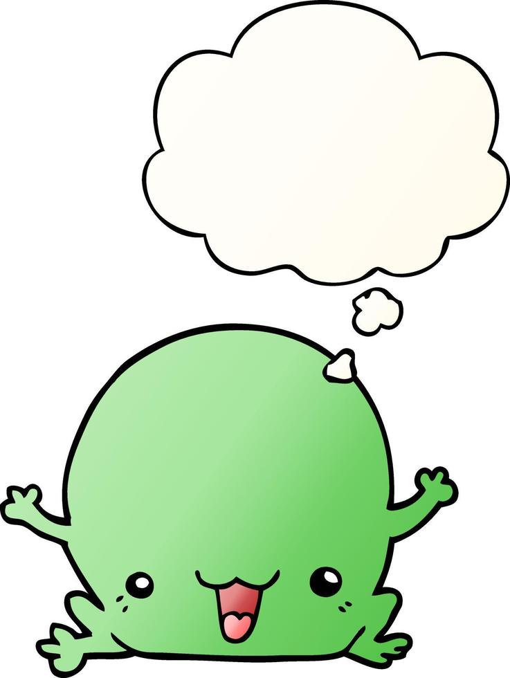 cartoon frog and thought bubble in smooth gradient style vector