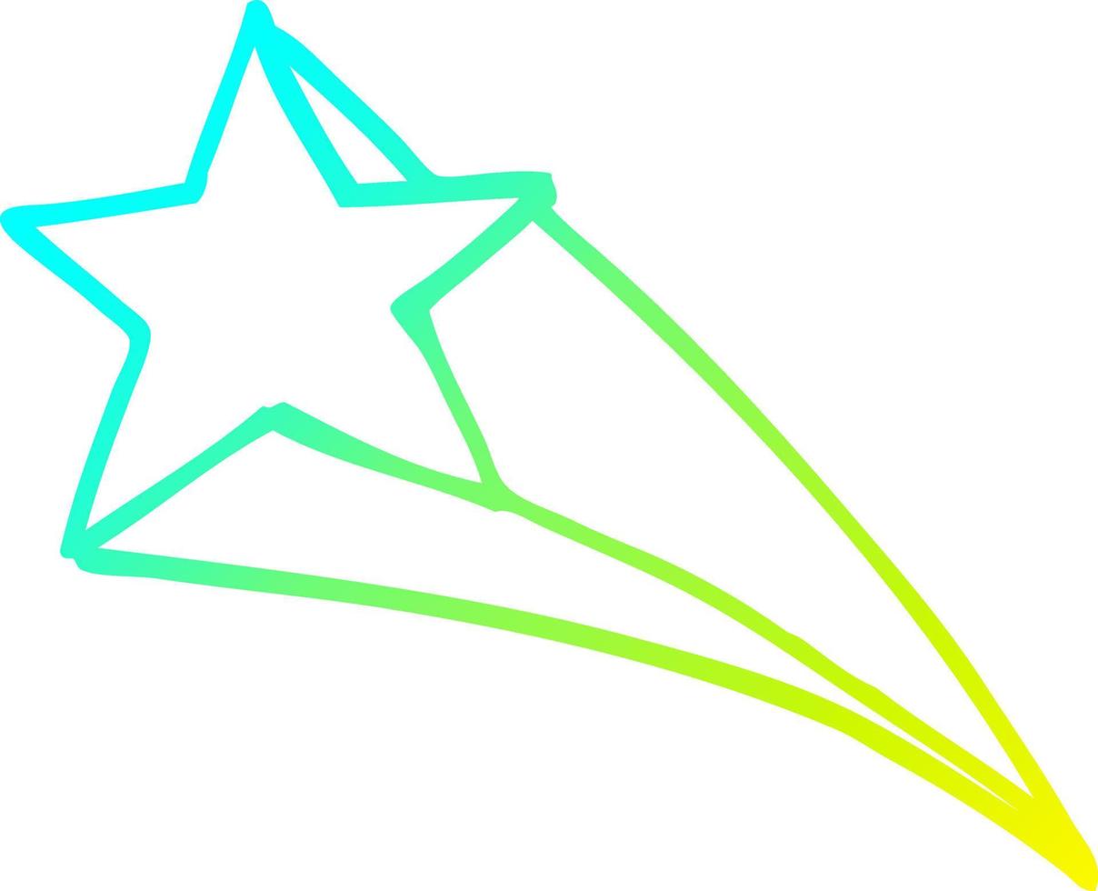 cold gradient line drawing cartoon shooting star vector