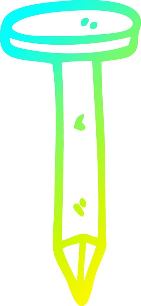 cold gradient line drawing cartoon iron nail vector